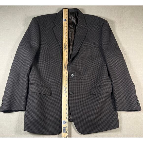 Lauren Ralph Lauren Mens Sports Coat 48R Wool Houndstooth Black Brown Academia - Picture 8 of 11